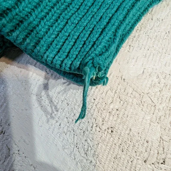 Vintage Cotton Sweater – L Teal/Green Cricket V-Neck Cable Knit READ - Picture 3 of 8